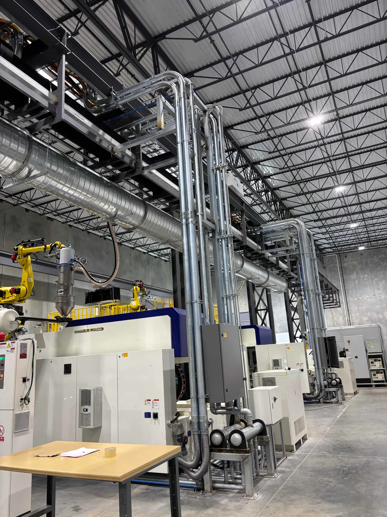 Electrical equipment and conduit runs within a production facility